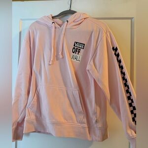 Vans Light Pink Hoodie with Black Checkered Sleeve
